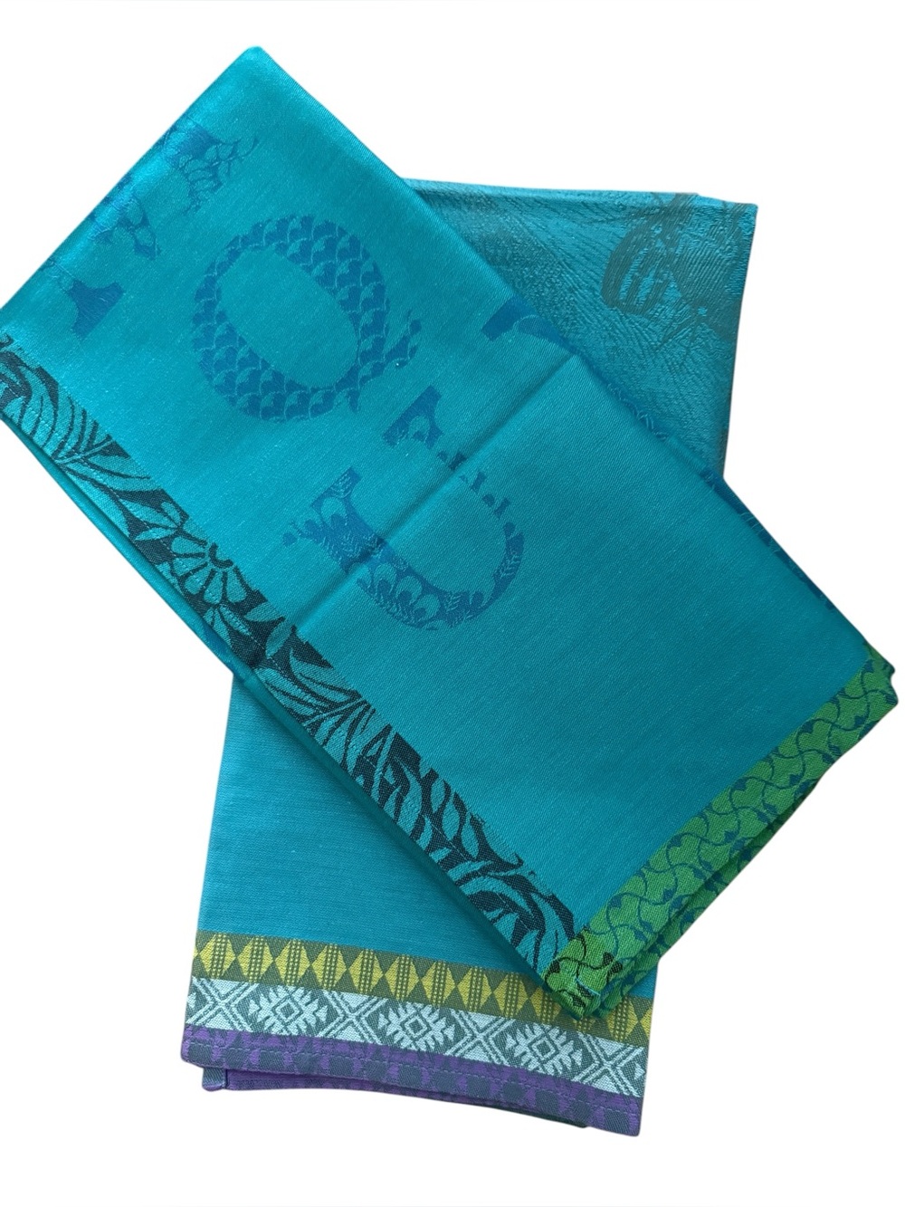 Le Jacquard Francais Luxury Tea Towels Set of 2 Teal Emerald Green New Gifting - Picture 2 of 4